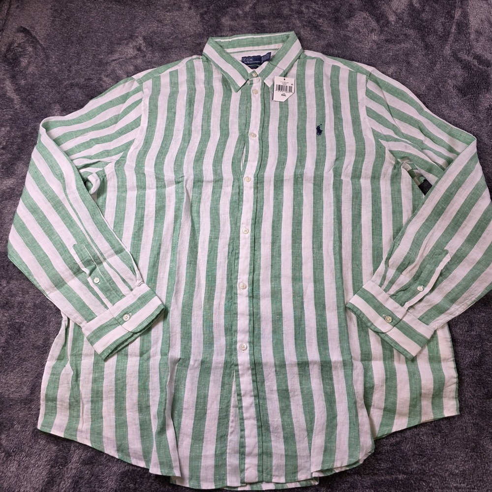 Polo Ralph Lauren Classic Linen Striped Shirt Womens XXL Vacation Boracay Resort
